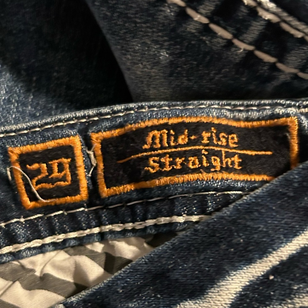 Rock Revival Barbra Mid-Rise Straight Blue Jeans with Distressed Details Size 29 - Picture 13 of 15